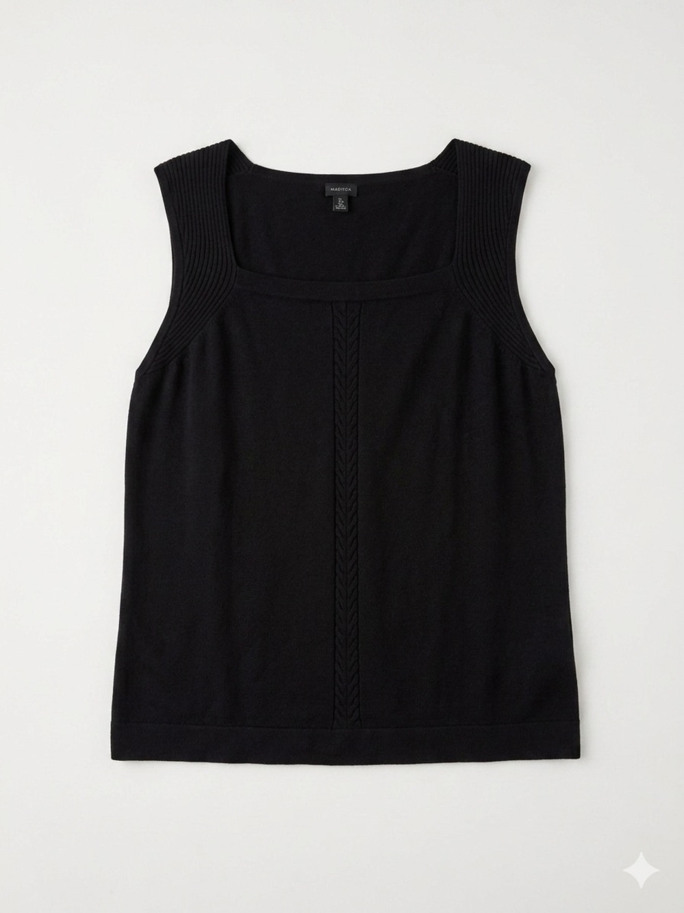 Madison Black Ribbed Square-Neck Tank